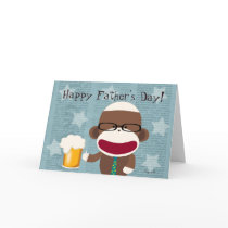 Sock Monkey Papa Greeting Card