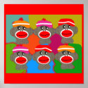 Sock Monkey Poster--Popart--6 Monkeys posters