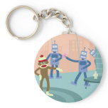 Sock Monkey Robot Cocktail Party keychains