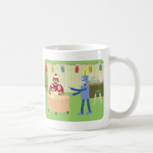 Sock Monkey Robot Waiter Coffee Mugs