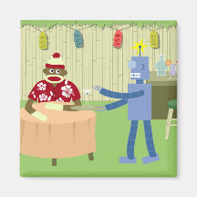 Sock Monkey Robot Waiter Magnets