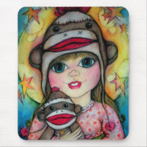 Sock Monkey See, Monkey Do Design Mousepad