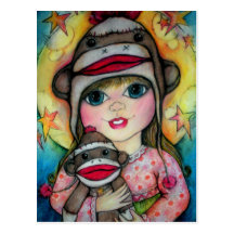 Sock Monkey See, Monkey Do Design Postcard