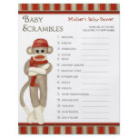 Sock Monkey, Shower Bingo n Scramble Game flyers