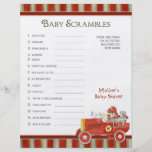 Sock Monkey, Shower Bingo n Scramble Game Personalized Flyer