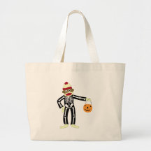 Sock Monkey Skeleton Halloween Bags
