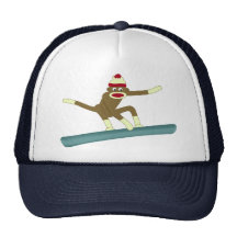 Sock Monkey Snowboarder Hat