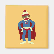 Sock Monkey Superhero Fridge Magnets