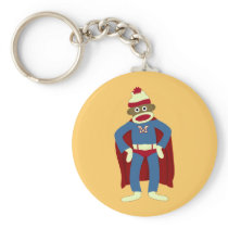 Sock Monkey Superhero Keychains
