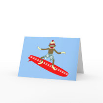 Sock Monkey Surfer Card