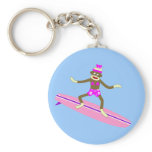 Sock Monkey Surfer Girl keychains