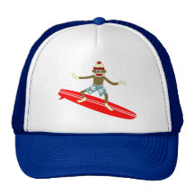 Sock Monkey Surfer Mesh Hat
