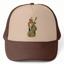 Sock Monkey Upright Bass Player Mesh Hats
