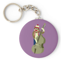 Sock Monkey Upright Bass Player Key Chains