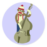 Sock Monkey Upright Bass Player Stickers
