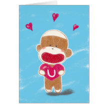 Sock Monkey Valentine Card