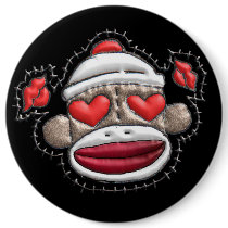 Sock Monkey Valentine Merchandise Button