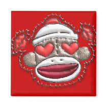 Sock Monkey Valentine Merchandise Fridge Magnets
