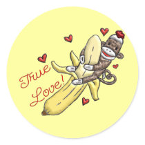Sock Monkey Valentine Merchandise Round Sticker
