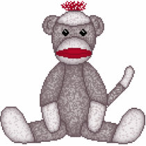 Sock Monkey Wall Sculpture. Photo Cutout