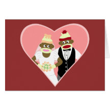 Sock Monkey Wedding Greeting Cards