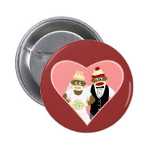 Sock Monkey Wedding Pinback Button