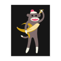 Sock Monkey with Banana Swords Postcards