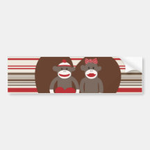 Sock Monkeys in Love Valentine's Day Heart Gifts Bumper Sticker