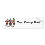 Sock Monkeys-See, Hear, Speak No Evil Bumper Sticker