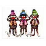 Sock Monkeys-See, Hear, Speak No Evil Post Card
