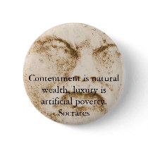 Socrates quote about minimalism and materialism pinback buttons