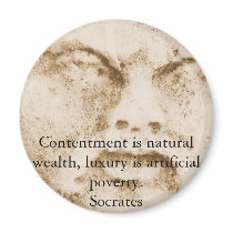 Socrates quote about minimalism and materialism fridge magnets
