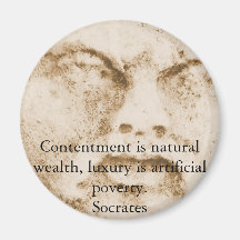 Socrates quote about minimalism and materialism fridge magnets
