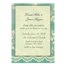 Soft blue green Lace Wedding Invitation invitations