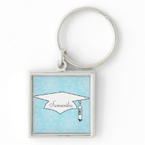 soft blues lovely damask key chains