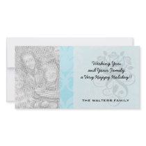 soft blues lovely damask photo card