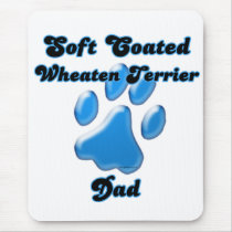 Soft Coated Wheaten Terrier Dad Blue Pawprint Mouse Pads