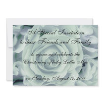 Soft Green BlueRoses, Baptism Invitation, template