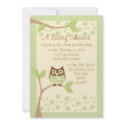 Soft Green Owl Baby Shower Invitation
