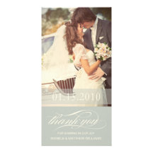SOFT GREEN SCRIPT THANKS | WEDDING THANK YOU CARD CUSTOMISED PHOTO CARD