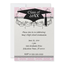 soft pink and white flourish damask pattern personalized invitation