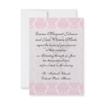 soft pink and white flourish damask pattern personalised invitations