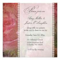 Soft romantic floral and pearl invitation template invitations