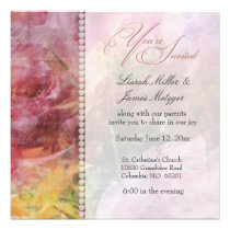 Soft romantic floral and pearl wedding invitations invitations