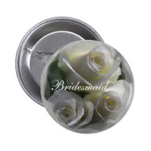 Soft White Roses Wedding badges Button