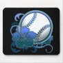 Softball / Baseball Tropical Flower Blue Mousepad