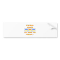 Softball Coach ... Will Work For Cupcakes bumper stickers