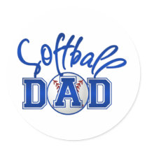 Softball Dad Round Sticker