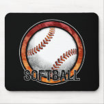 Softball Emblem Red Orange Mousepad