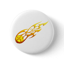 Softball Flame Pinback Buttons